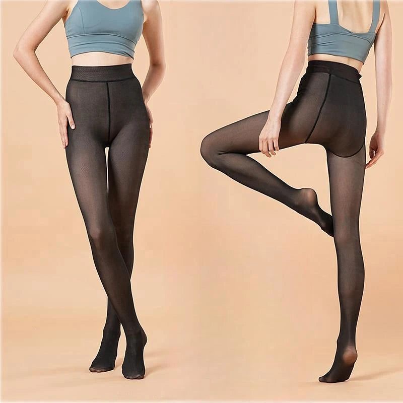 Women Thermal Leggings Winter Warm Sexy Elastic Translucent Pantyhose Female Fleece Thermal High Waist Slim Thicken Tight Pants Beauty World Shop