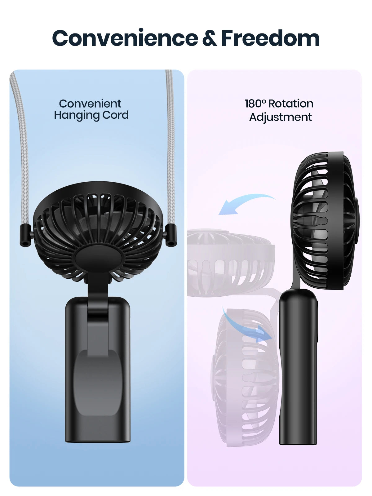 TOPK Portable Mini Fan,2400mAh USB Rechargeable Hand Neck Fan 3in1 Personal Electric Fan Standing Fans for Room Camping Foldable Beauty World Shop