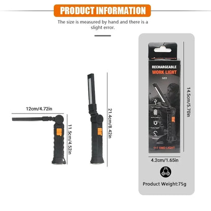 Portable COB LED Flashlight USB Rechargeable Work Light Magnetic Lanterna Hanging Lamp with Built-in Battery Camping Torch Beauty World Shop