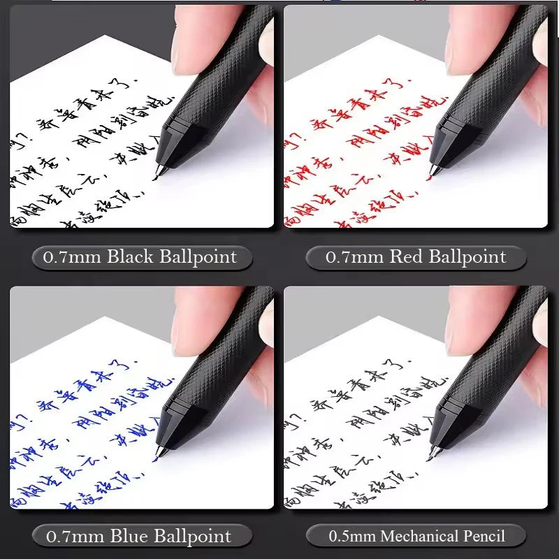 Multifunctional 4-color-in-one gravity-sensing pen metal ballpoint pen/Mechanical Pencil,Black/Red/Blue Ink Oil Signing canetas Beauty World Shop