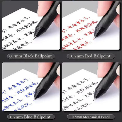 Multifunctional 4-color-in-one gravity-sensing pen metal ballpoint pen/Mechanical Pencil,Black/Red/Blue Ink Oil Signing canetas Beauty World Shop