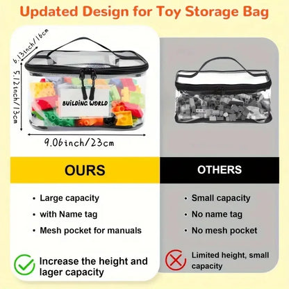 Transparent Mesh Zipper Toy Storage Bag - Large Capacity Puzzle and Block Organizer, Ideal for Toy and Building Block Storage So Beauty World Shop