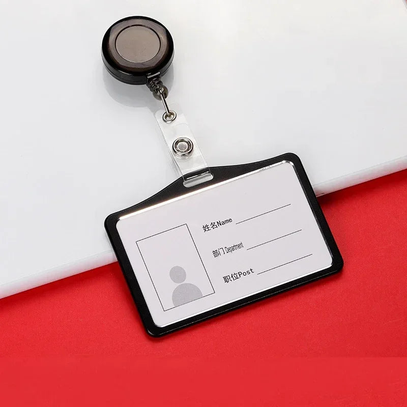 1 Pcs Aluminum Alloy Card Cover Case Bank Business Work Card Holder with ABS Retractable Badge Reel Credit ID Card Badge Bag Beauty World Shop