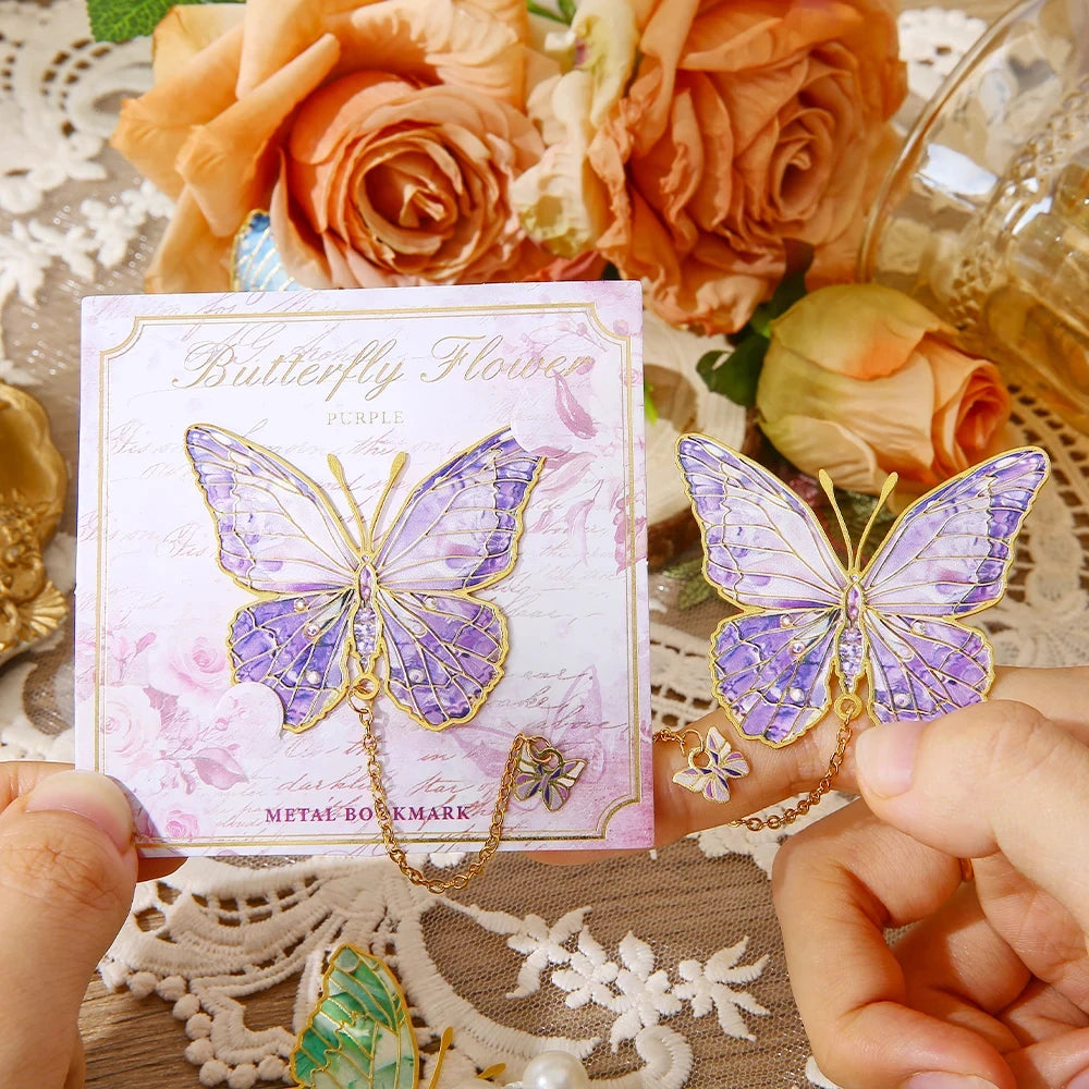 Mini Cute Butterfly Metal Bookmark With Chain And Gold Foil Design, Butterfly Book Page Holder, Vintage Bookmark To Aid Reading Beauty World Shop