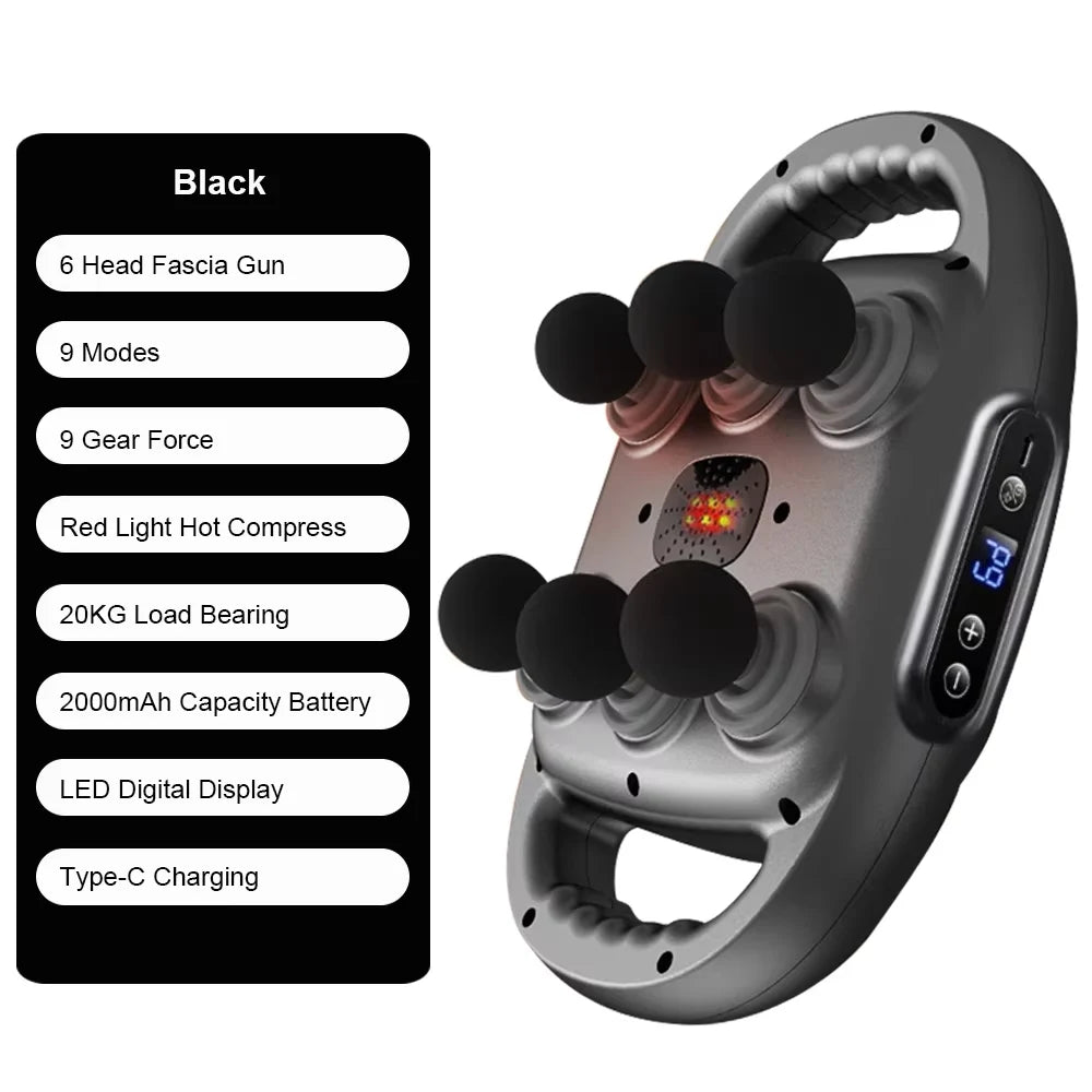 Professional Fascia Massage Gun – 6 Attachments for Muscle Relief in Back Shoulders Waist & Full Body Fascia Massage Beauty World Shop