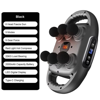 Professional Fascia Massage Gun – 6 Attachments for Muscle Relief in Back Shoulders Waist & Full Body Fascia Massage Beauty World Shop