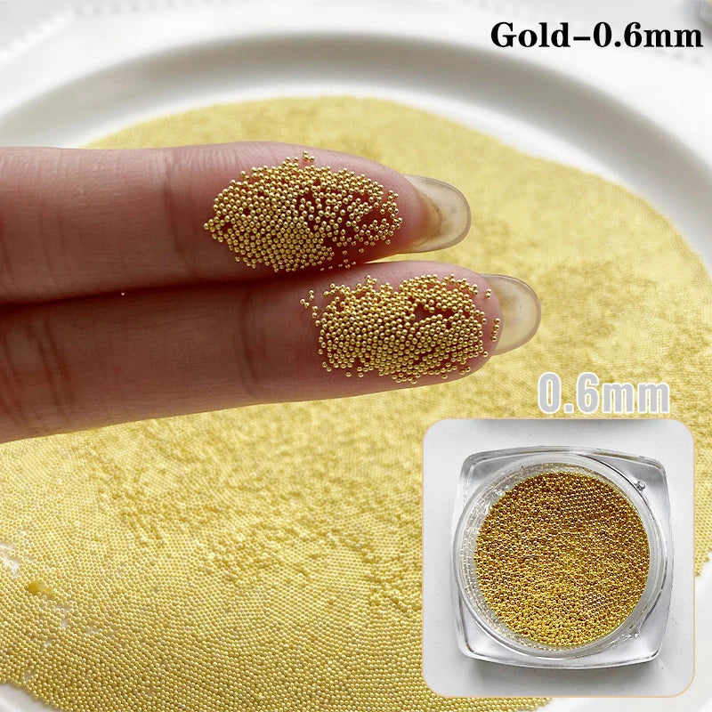 0.4mm-1.5mm 3D Steel Tiny Nail Art Decoration Gold Silver Steel Ball Nail Art Caviar Beads Nails Beads DIY Jewelry Accessories Beauty World Shop