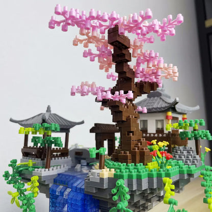 Taohuatan Lake Themed Micro Brick Building Blocks Set Adult Creative Toys Unique Chinese Landscape Model Bricks with LED Light Beauty World Shop