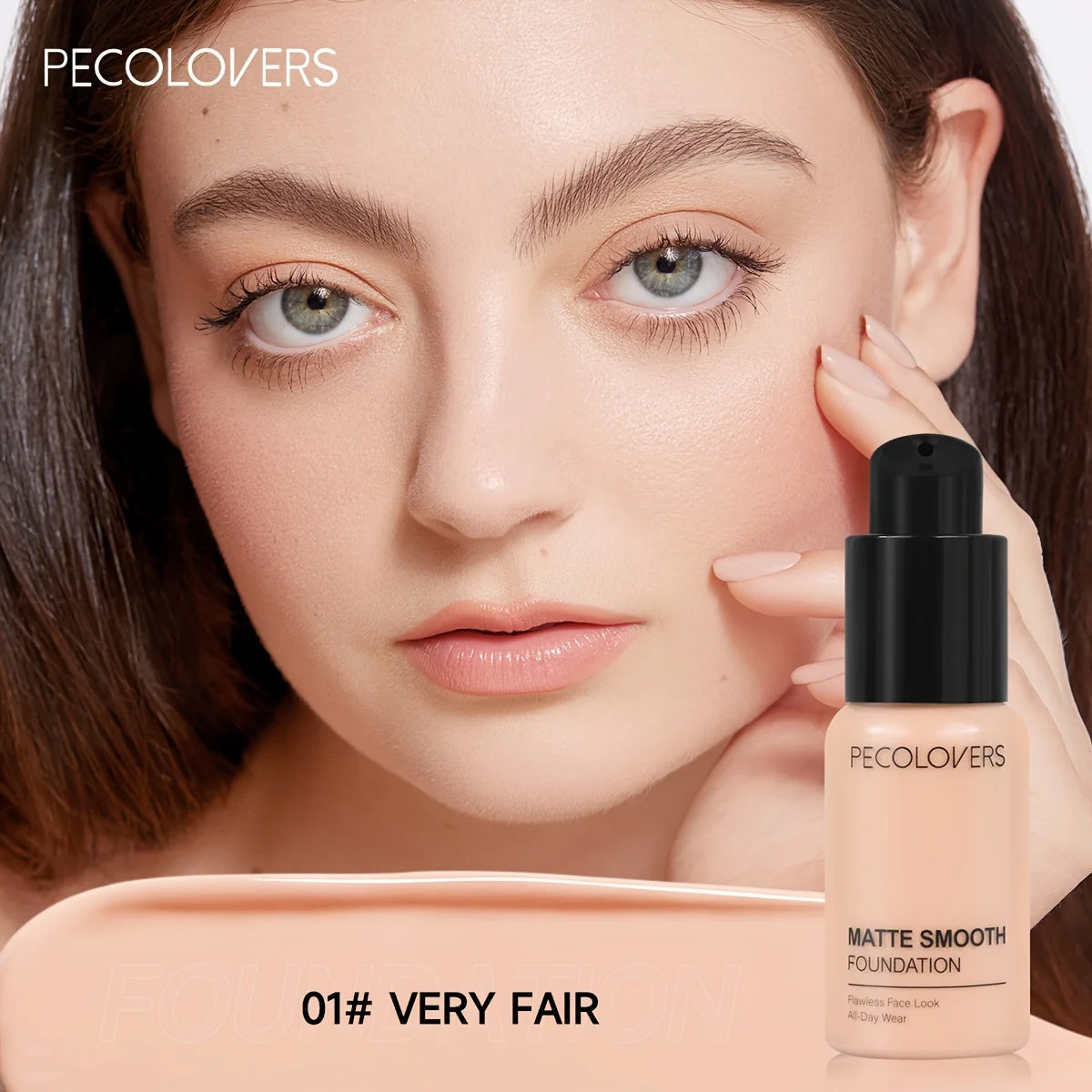 PECOLOVERS Matte Finish Liquid Foundation - Oil-Control, Waterproof, Full Coverage Concealer for All Skin Tones Beauty World Shop