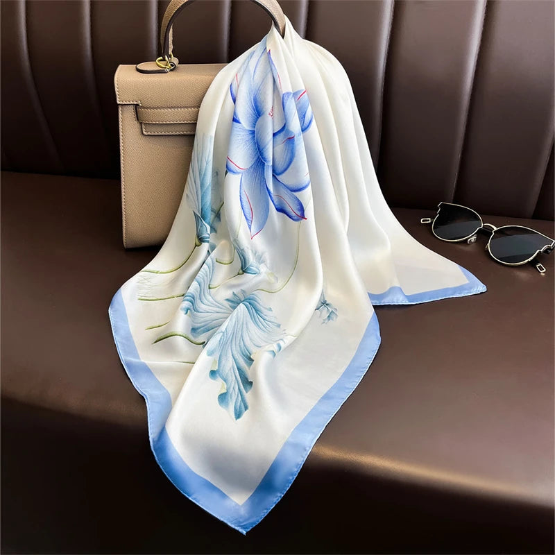 2025 New Fashion Luxury Printed Square Shawl Women 70x70cm Pashmina Silk Scarf Neck Headband Bandana Beauty World Shop