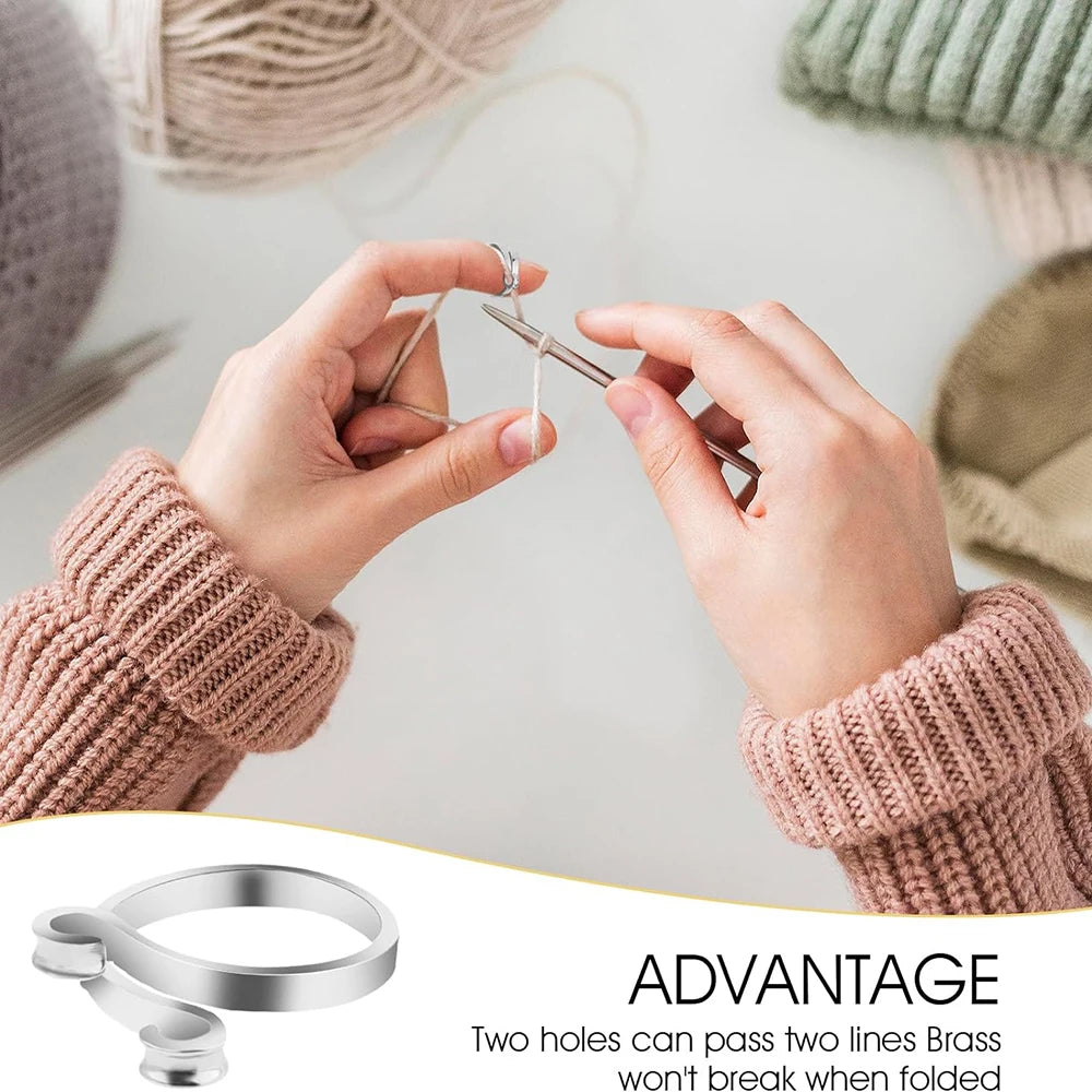 2pcs Adjustable Knitting Crochet Loop Ring Knittied Yarn Guide Finger Faster Holder Thimble Crocheters Thread Ring Sewing Tools Beauty World Shop