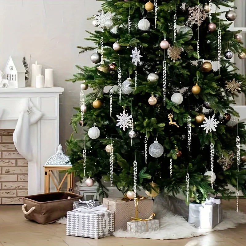 12/24/36pcs Crystal Clear Christmas Tree Ornaments Icicle Decorations For Holiday & Winter Party Decor Holiday Decorations Beauty World Shop