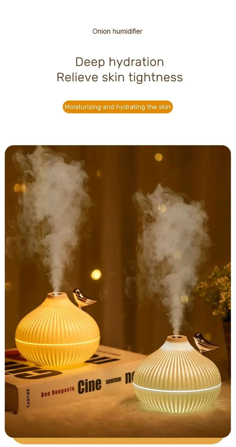 Humidifier Scented  Creative Onion Shape Can Do Night Light Quiet Sleep Desktop Office Air Conditioning Room Water Supply USB ﻿ Beauty World Shop