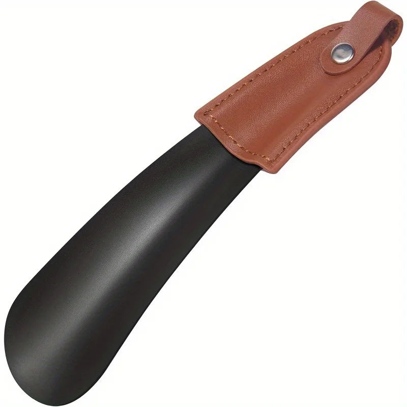 1pc stainless steel shoehorn with leather handle, travel shoehorn is easy to carry and easy to wear shoes. Beauty World Shop