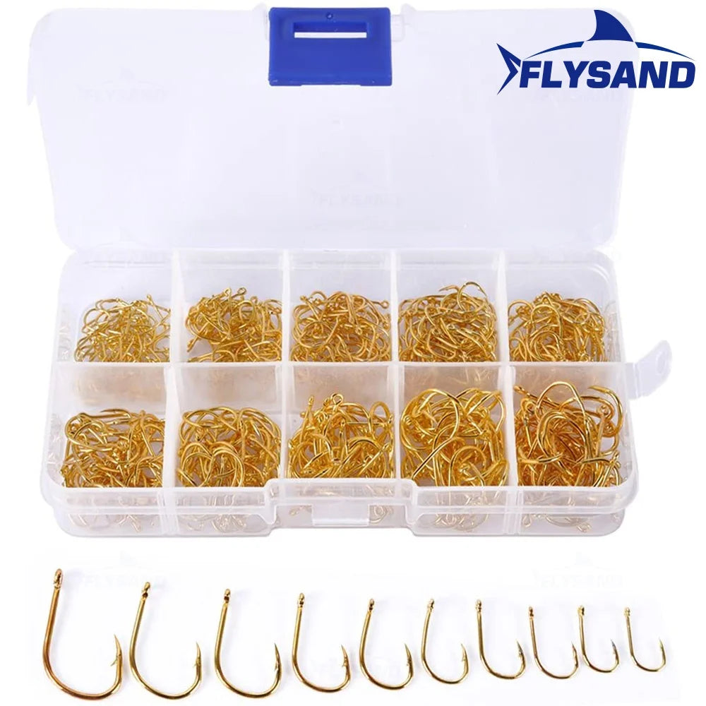FLYSAND 100pcs/500pcs High Carbon Steel Fishing hooks Mixed Size Barbed jig hook Carp Fishing Jig Head Fly fishing Accessories Beauty World Shop
