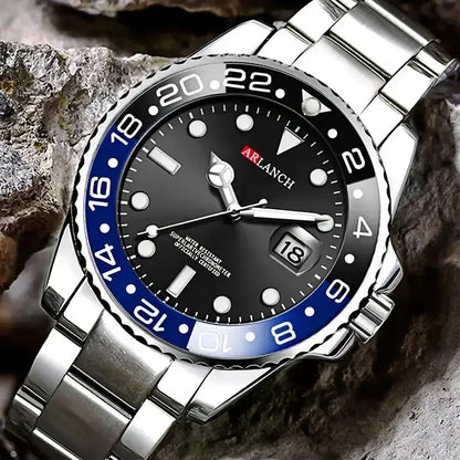 Business Stainless Steel Watch 40mm Classic Red Blue Circle Diving Series Magnifying Glass Calendar Quartz Watches montre homme Beauty World Shop