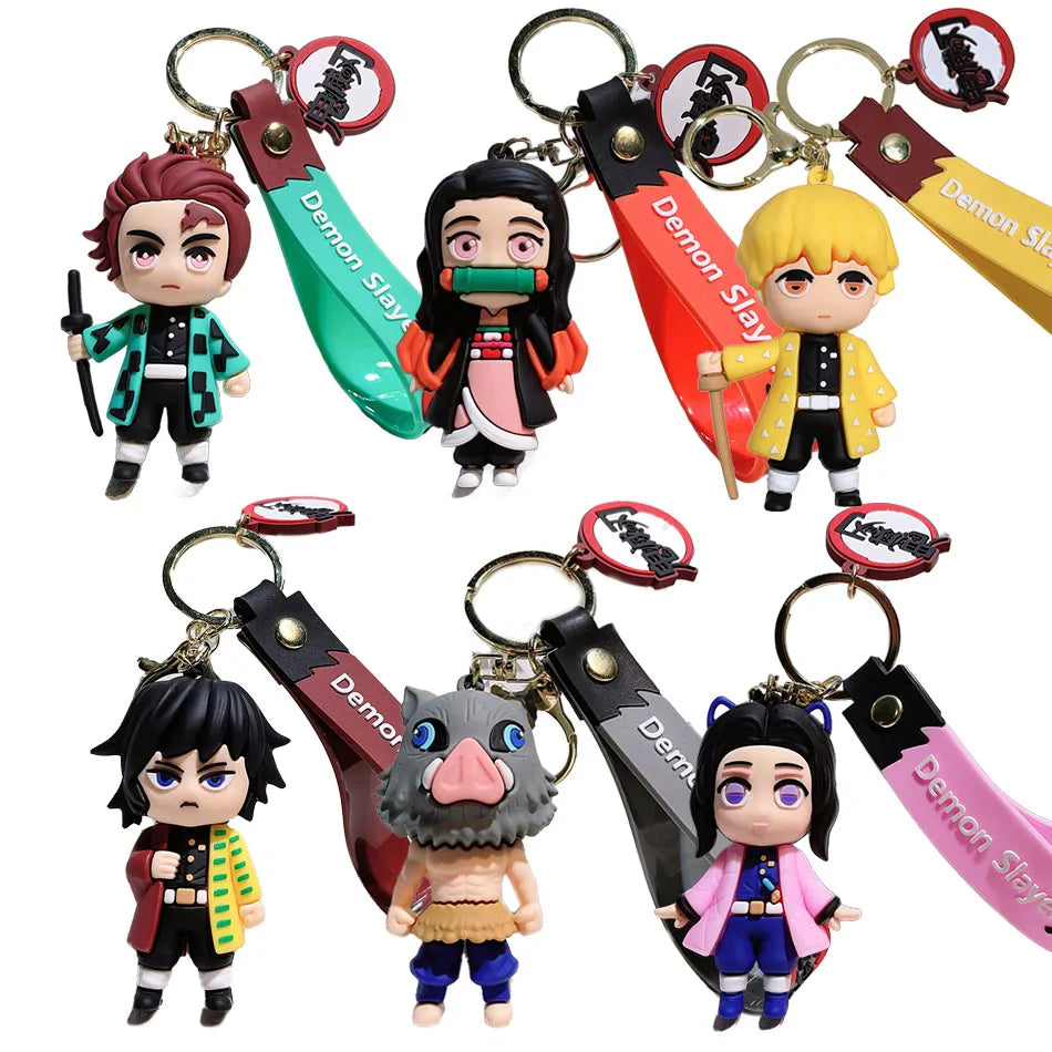Anime Figure Demon Slayer Keychain Car Keychain Cartoon Backpack Pendant Handmade Backpack Pendant Kids birthday Christmas Gifts Beauty World Shop