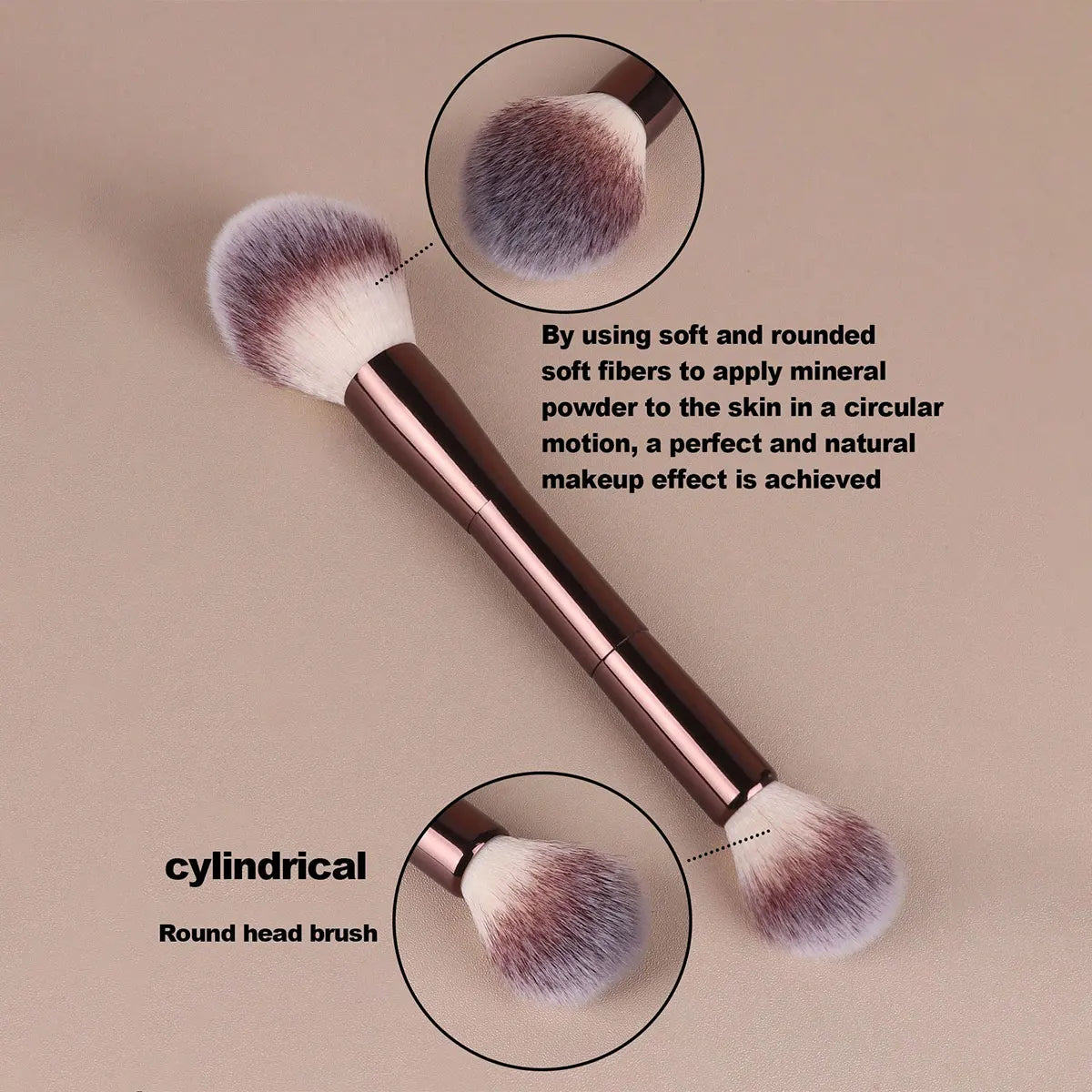 7pcs Professional Makeup Brush Set, Includes: 4pcs Dual-Ended Face Brushes, 1pc Angled Brush, 1pc Short Handle Foundation Brush, Beauty World Shop
