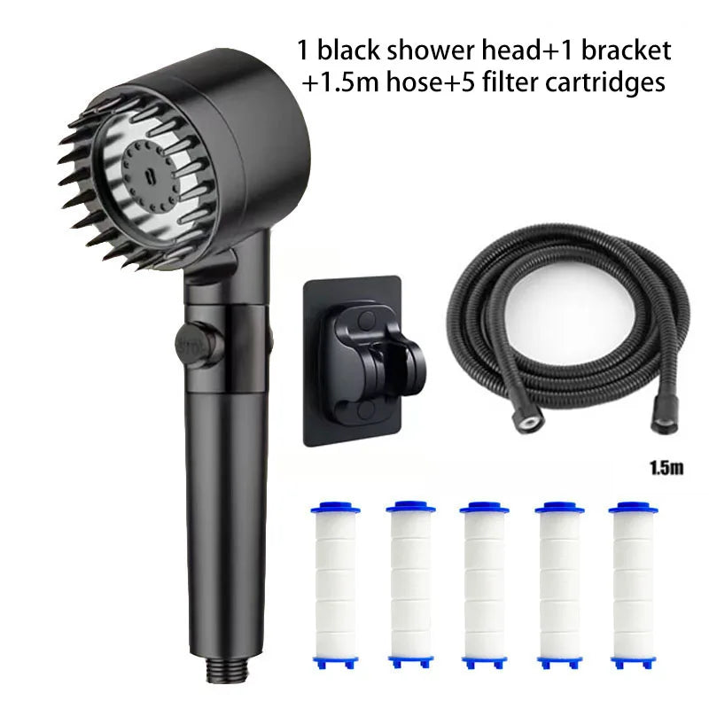 Shower head Shower Filter with Four Modes Bathroom Accessories Head Massage Shower Accessories Shower Knobs Home Furnishings Beauty World Shop