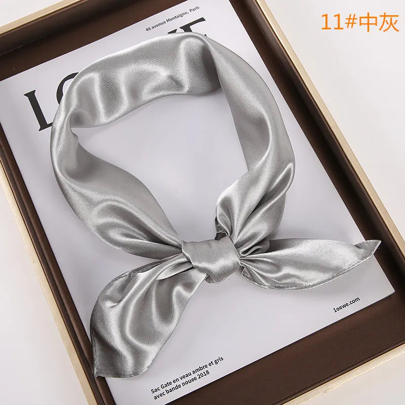 New Solid 60x60cm Square Scarf Single Imitation Silk Bright Light And Satin Performance Scarves Party Gift Beauty World Shop