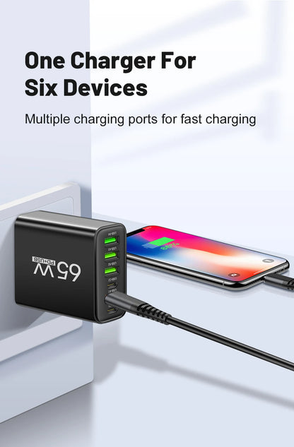 USB Charger 65W Mobile Phone Charger Fast Charging For Xiaomi Samsung Huawei P70 Travel Charger Adaptor For iPhone Quick Charger Beauty World Shop