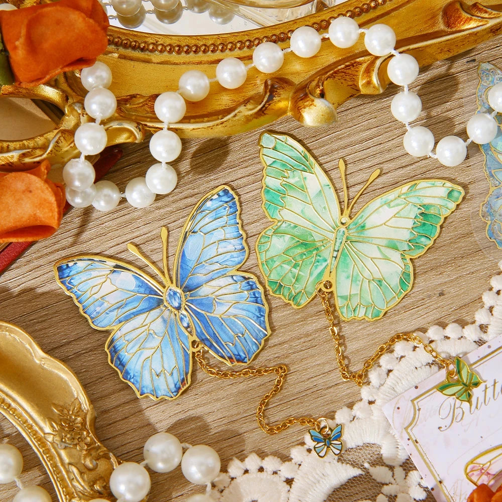 Mini Cute Butterfly Metal Bookmark With Chain And Gold Foil Design, Butterfly Book Page Holder, Vintage Bookmark To Aid Reading Beauty World Shop