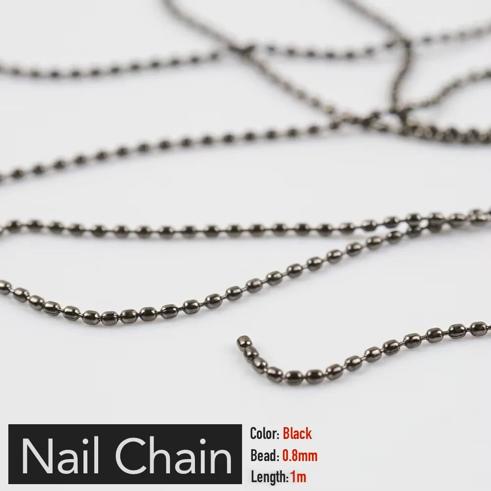 Nail Chain Rose Gold Silver Pixie Stone Beads Decorations Metal Steel Press on Nails Charms Art Jewelry Accessories Manicure Beauty World Shop