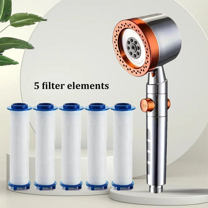 New High Pressure Water Saving Filter Shower Head 5 Modes Handheld Shower Head One Button Stop Bathroom Accessories Set Beauty World Shop