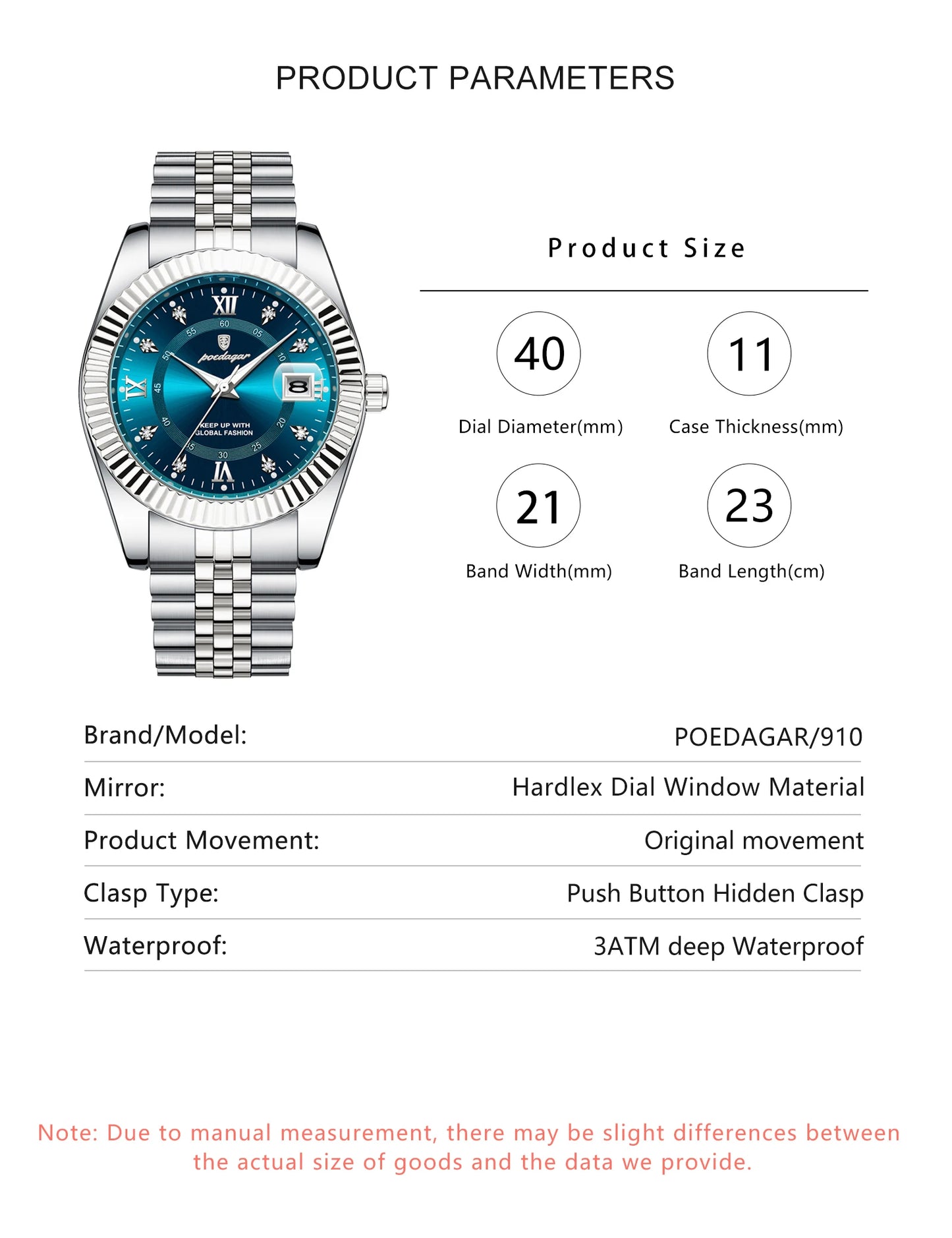 POEDAGAR Original Men Wristwatch Waterproof Luminous Date Business Man Clock Stainless Steel Quartz Military Men's Watches Reloj Beauty World Shop