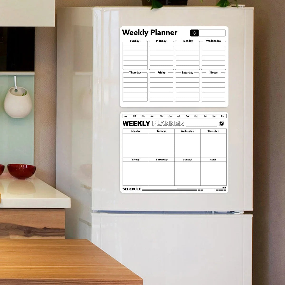 Magnetic Refrigerator Calendar Sticker - Reusable Weekly/Monthly Planner, Customizable Note Board for Home Office Beauty World Shop
