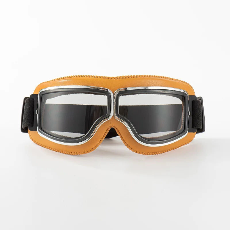 Motorcycle Glasses Windproof Motorcycle Helmet Glasses Sunglasses Retro Universal Folding Leather Retro Motorcycle Accessories Beauty World Shop