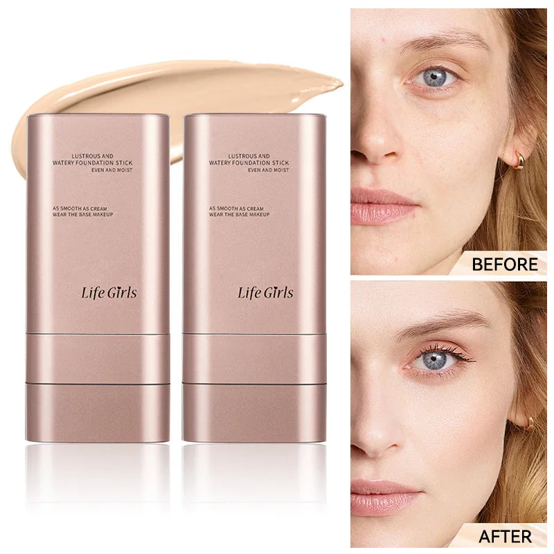 Light and Moist Hydrating Foundation, Natural-Looking, Moisturizing, Shiny, Thin and Lightweight, Double-Headed Makeup Foundation That Rotates for Easy Use, with Its Own Brush, Waterproof, Easy to Apply Makeup, and Easy for B Beauty World Shop