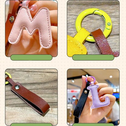 Creative PU Leather 26 Letter Keychains Fashion Alphabet Keyrings Handbag Ornaments Pendant Car Key Holder Accessories Gifts Beauty World Shop