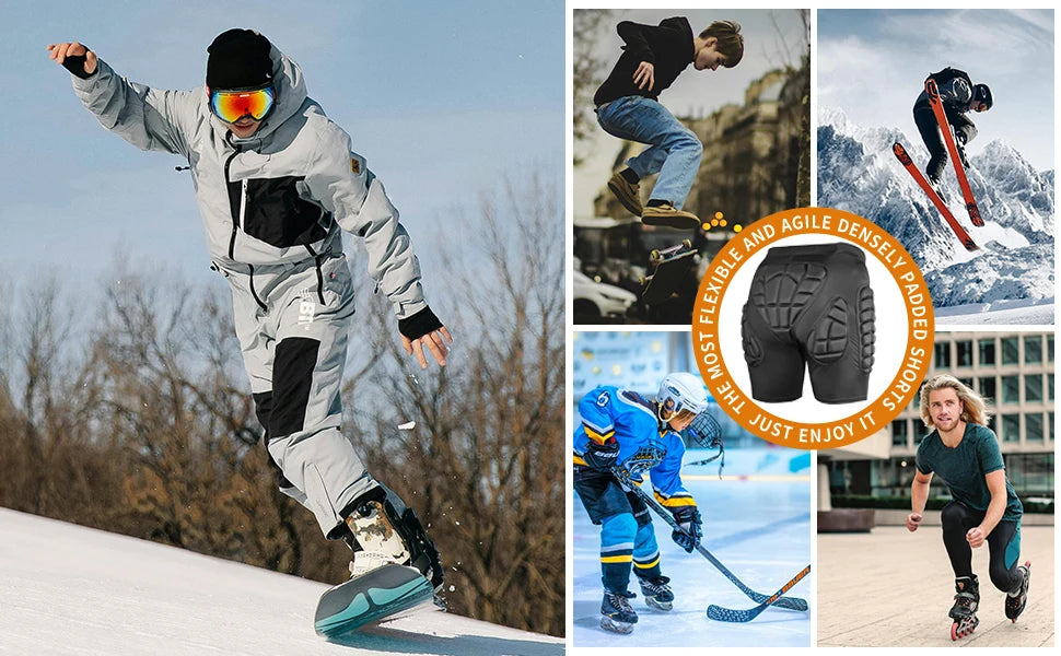AVIVOR Pads Shorts 3D Protective Shorts for Snowboard and Ski Unisex Sports Hip Protection Pad
