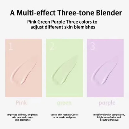 Face Makeup Primer Tri-color Cream Contour Color Isolation Waterproof Makeup Foundation Natural Makeup Base Cream 40g Beauty World Shop