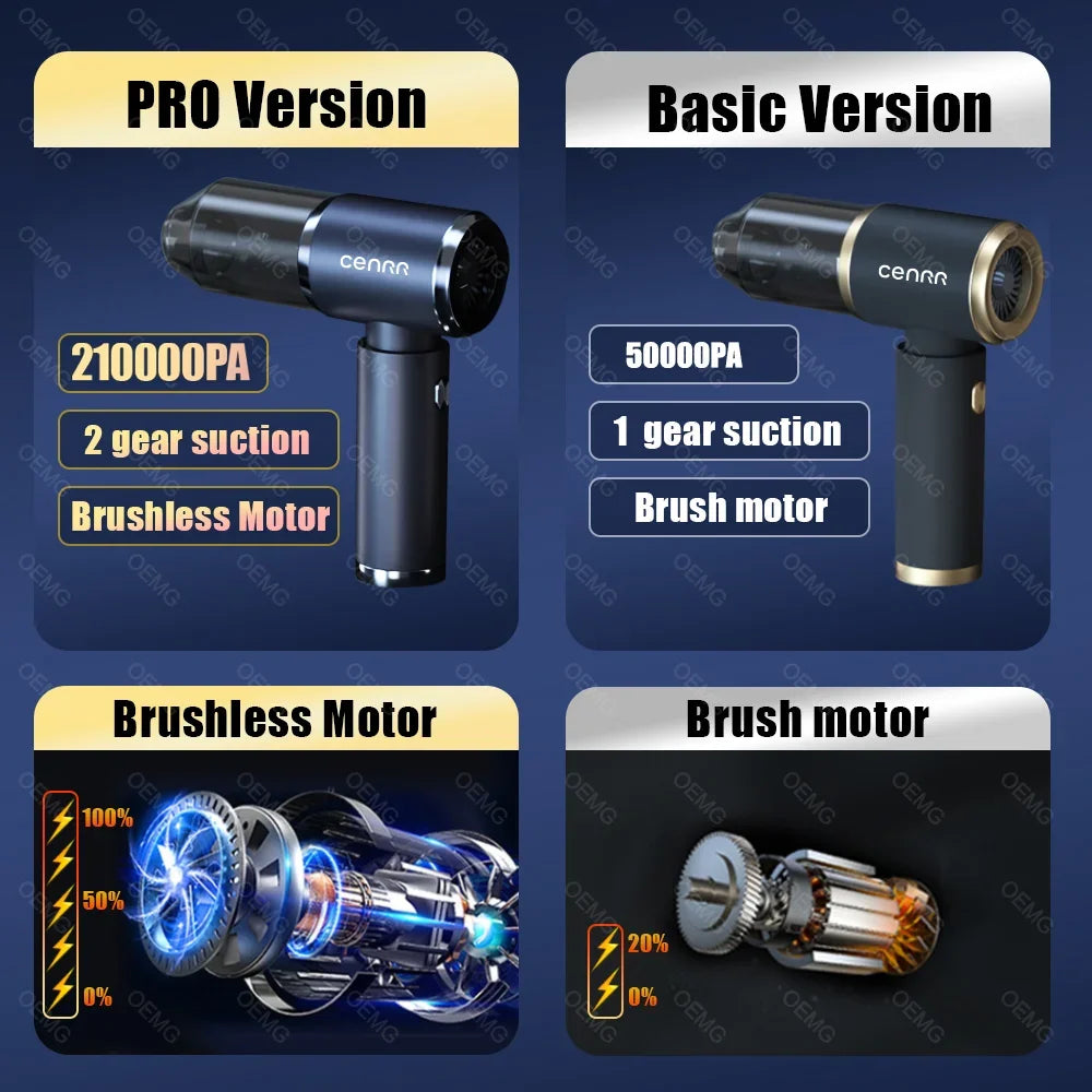 CENRR Car Vacuum Cleaner High Suction 210000PA Wireless Vacuum Cleaner Cordless Vacuum Cleaner High Pressure Cleaning Machine Beauty World Shop
