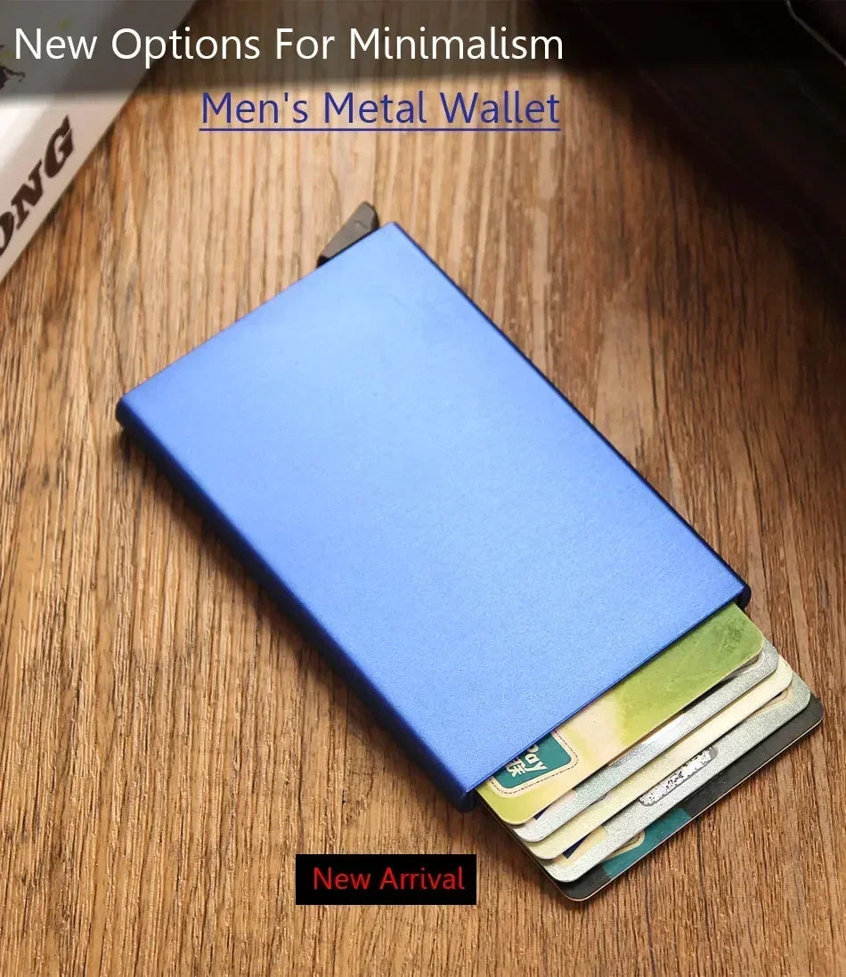 Small and Practical Pop Up Minimalist Smart Wallet Thin Slim RFID Credit Card Holder for Men Women Metal Purse Mini Wallets Beauty World Shop