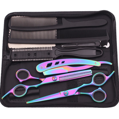 Hairdressing Scissors Japan Stainless Hair Scissors Purple Hair Cutting Scissors Barber Shop Thinning Shears Set Comb C1001 Beauty World Shop