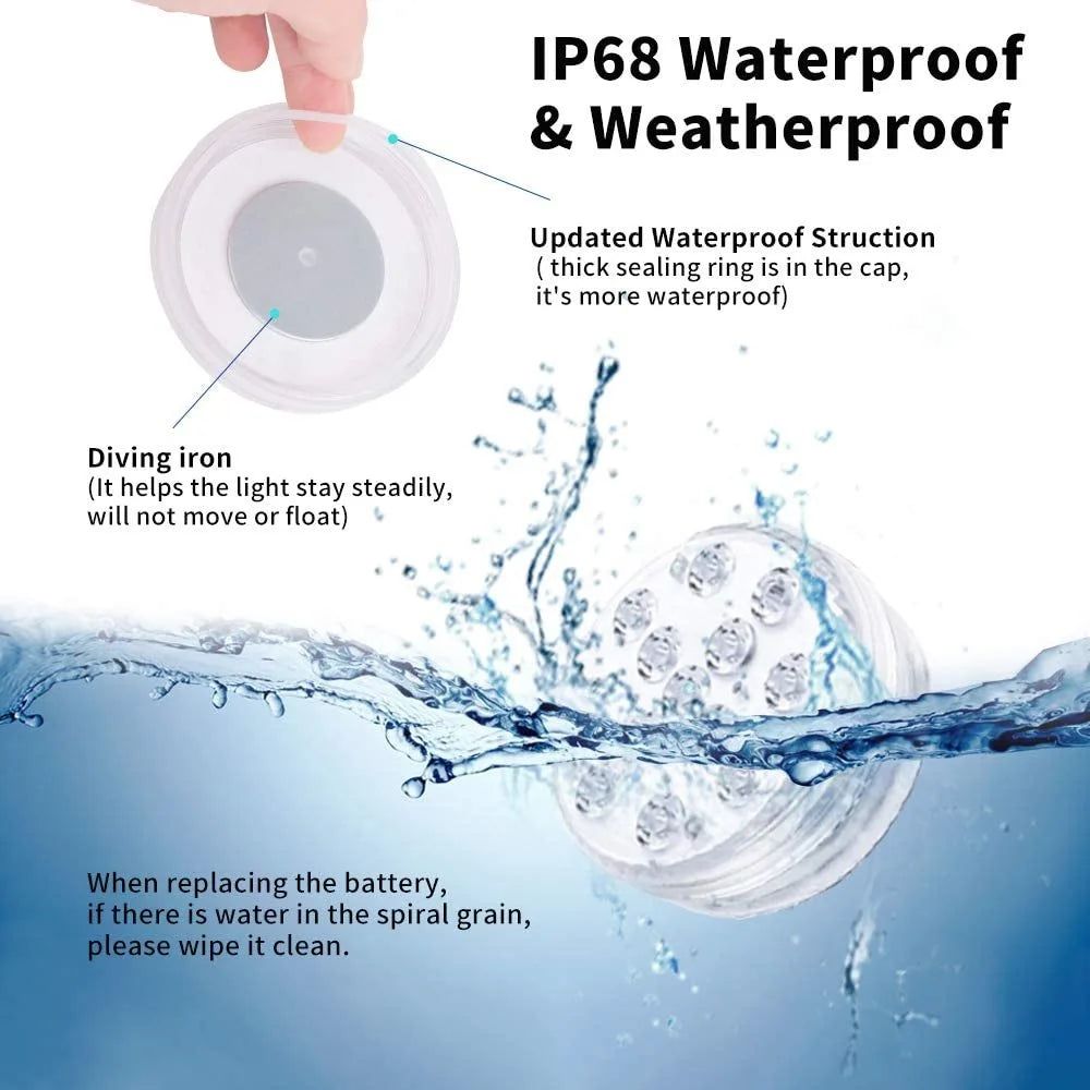 USB Pool Lights Rechargeable Submersible LED Lights with Remote RF IP68 Underwater Waterproof Pond Light for Inground Pool Decor Beauty World Shop