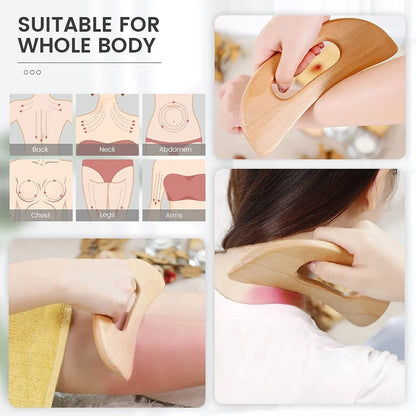 Wooden Cellulite Massager Body Guasha Tool Lymphatic Drainage Massager Muscle Scraper Back Massage Tool Relieve Muscle Fatigue Beauty Trend Shop