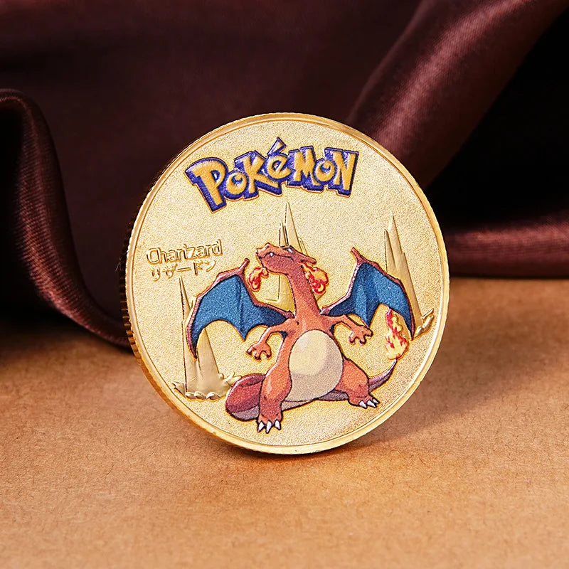 Pokemon commemorative Coin Metal Coins Anime Commemorative Coin Charizard Pikachu Golden Pokemon Cards Round Metal Coin Toy Gift Beauty World Shop