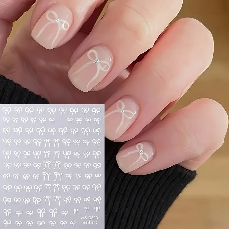 1/2pcs Black White Pink Mini Bowknot Design Nail Art Sticker Self Adhesive Lace Ribbons Bow Butterfly Decals Nail Art Decoration Beauty World Shop
