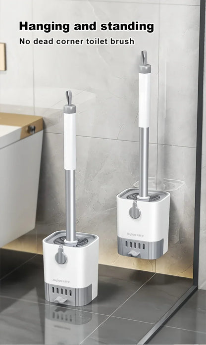 Toilet Brush Set With Holder, Wall Mounted Long Handle Toilet Brush Flexible Toilet Brush Bathroom Brush Cleaning Tools Beauty World Shop