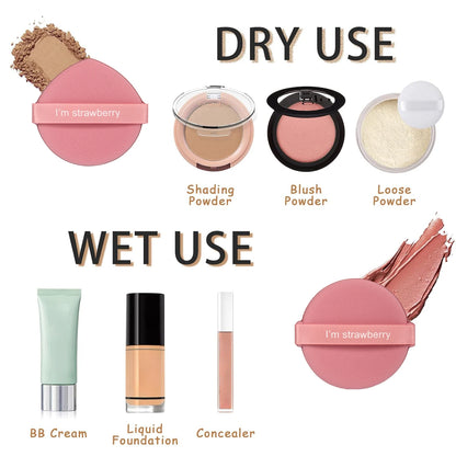 Karsyngirl 7Pcs/Box Strawberry Cosmetic Puff Set Double Side Women Soft Makeup Sponge Beauty Make up Powder Tools Beauty World Shop