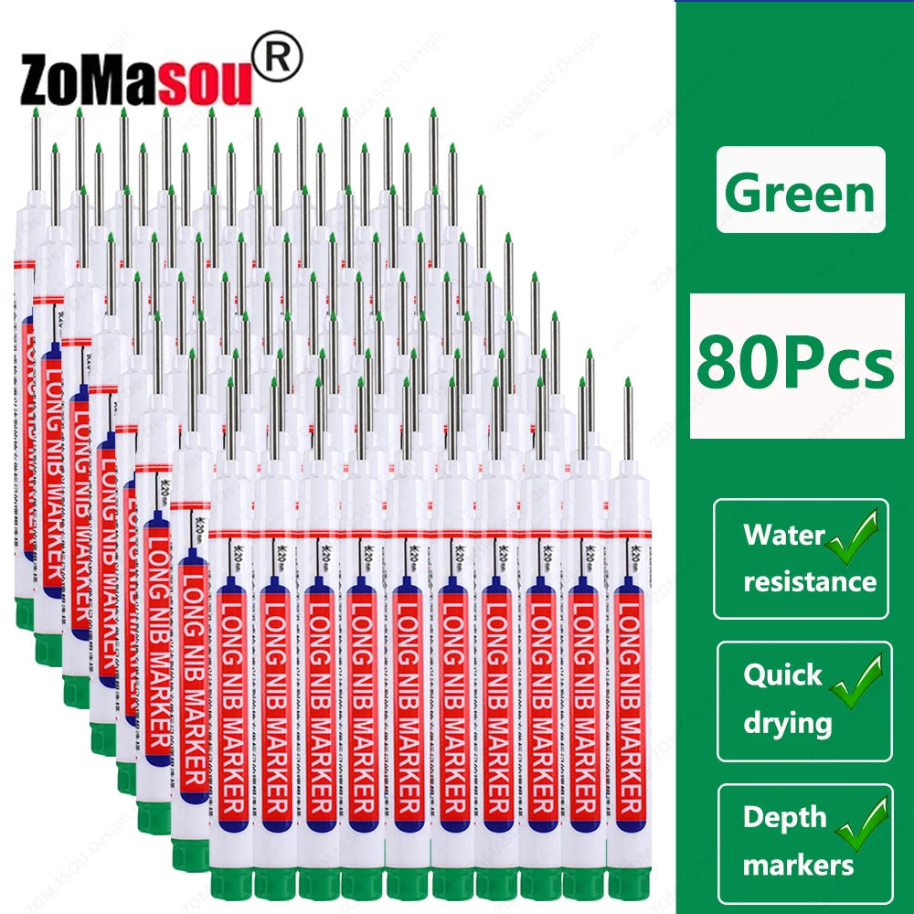 1-100Pcs 2cm Waterproof Long Head Markers Deep Hole Marker Pen for Metal Carpenter Red/Black/Blue/Green Ink Woodworking Tools Beauty World Shop