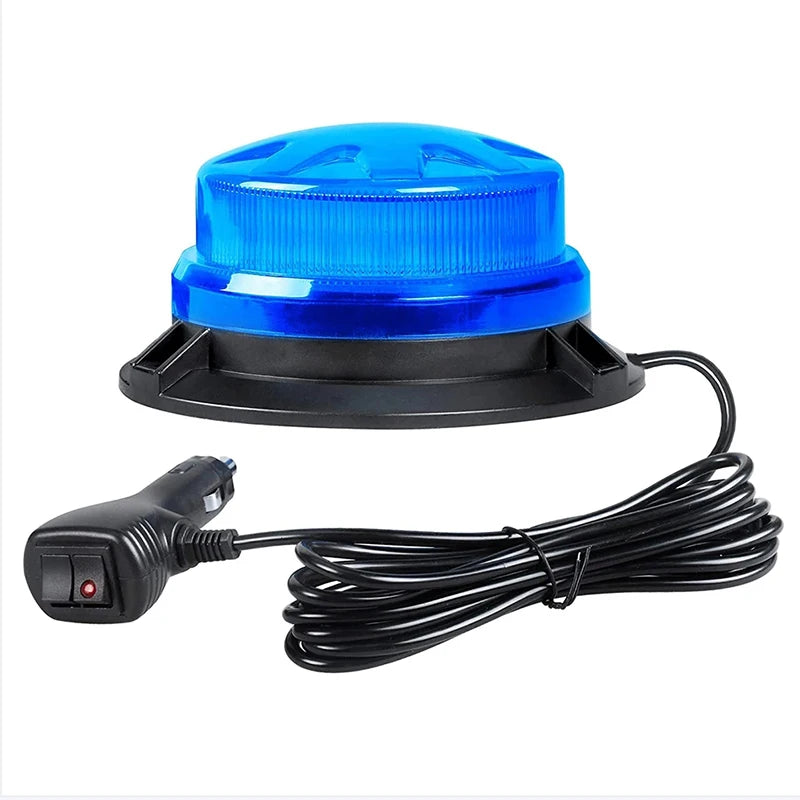 Magnetic Base LED Blue Emergency Strobe Light Car Police Roof Flashing Hazard Warning Light 12V/24V Vehicle Safety Beacon Lamp Beauty World Shop