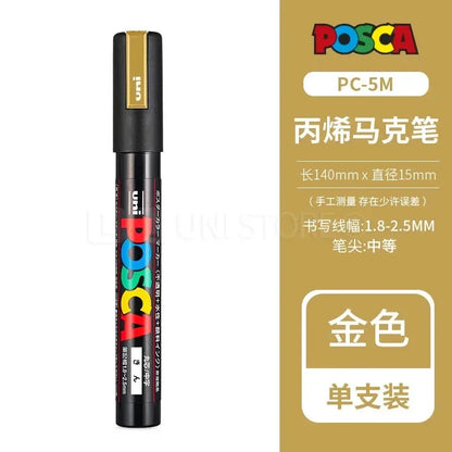 Uni Posca Full Marker PC-1M 3M 5M Multi-Colours Acrylic Permanente Rotulador Poster Graffiti Painting Pen For Fabric Rock Metal Beauty World Shop