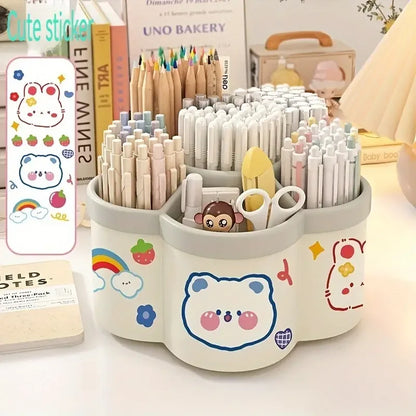 Large Capacity Desk Accessories 306 ° Rotation Cute Pen Holder Stationery Organizer Pencil Storage Office School Supplies Beauty World Shop