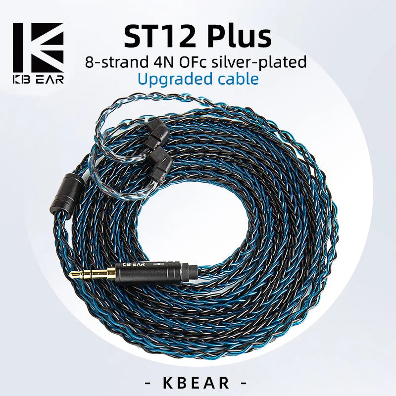 KBEAR ST12plus Earphone Cable 2m 8 Core 4N OFC Silver-plated Upgraded Cable 3.5/4.4mm MMCX/0.78mm 2Pin for CCZ KB03 KS1 Beauty World Shop