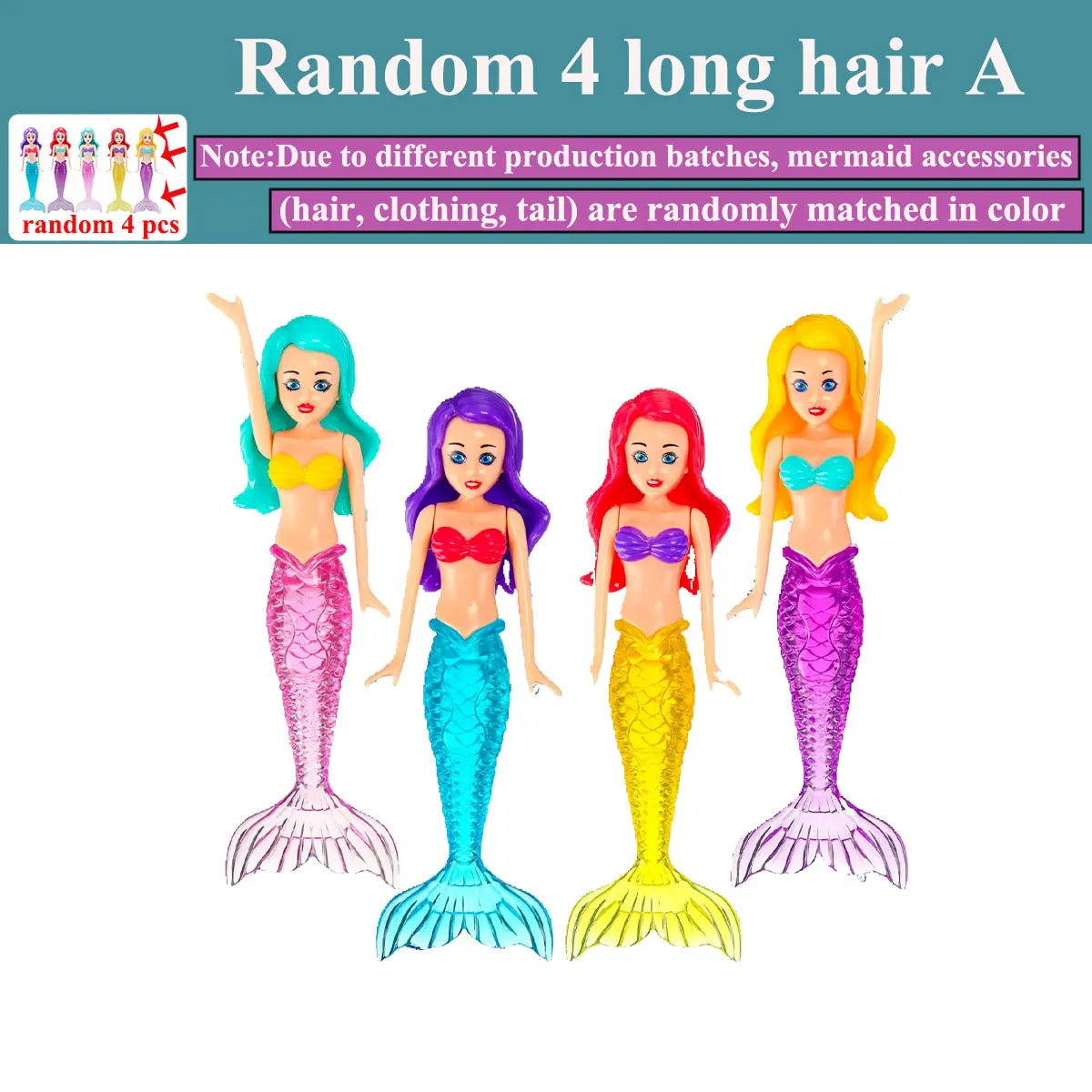 4/3 PCS 1 bag Mermaid Water Play Toys Different Style for Swimming Children Game in Sun Pool/Beach/Bath Time Gift Color Random Beauty World Shop